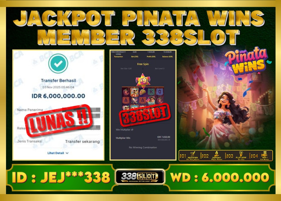 338SLOT JACKPOT GAME JUDI PG SOFT PINATA WINS RESMI DAN TERBAIK! Rp 6.000.000 - LUNAS!!!