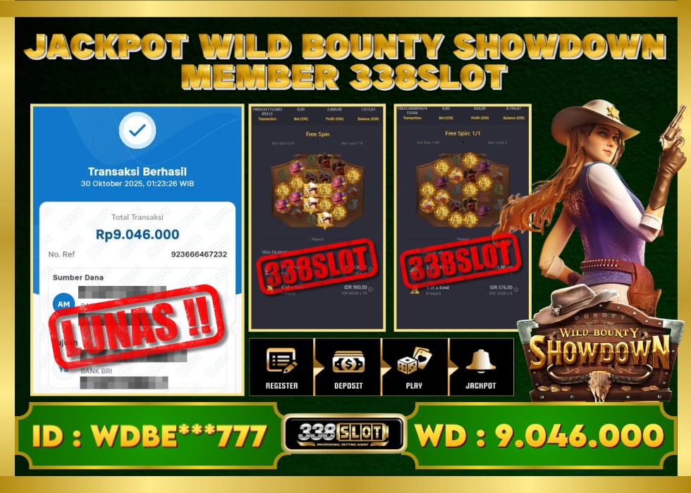 338SLOT JACKPOT GAME JUDI PG SOFT WILD BOUNTY SHOWDOWN RESMI DAN TERBAIK! Rp 9.046.000 - LUNAS!!!