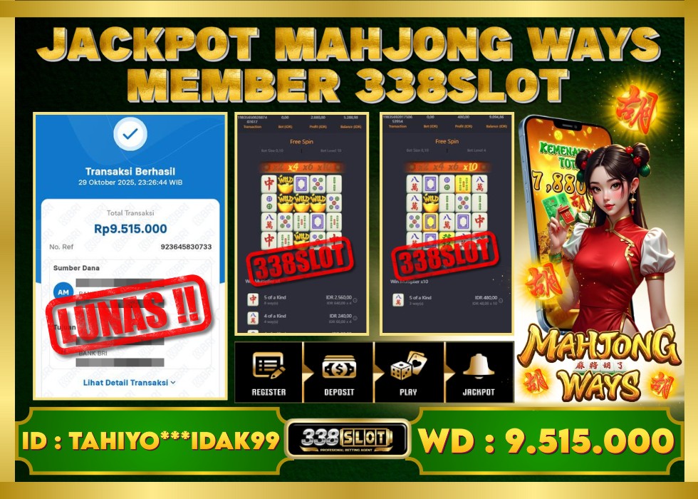 338SLOT JACKPOT GAME JUDI PG SOFT MAHJONG WAYS RESMI DAN TERBAIK! Rp 9.515.000 - LUNAS!!!