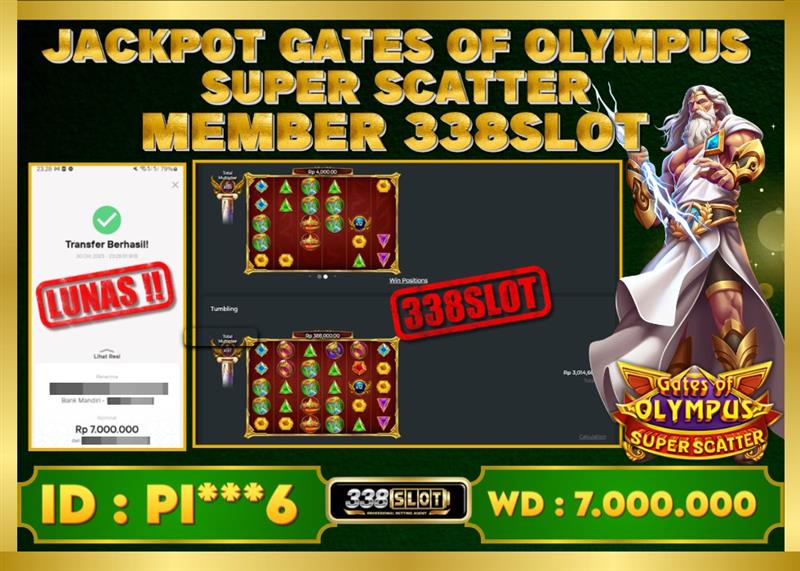 338SLOT JACKPOT GAME JUDI PRAGMATIC PLAY GATES OF OLYMPUS SUPER SCATTER RESMI DAN TERBAIK! Rp 7.000.000 - LUNAS!!!