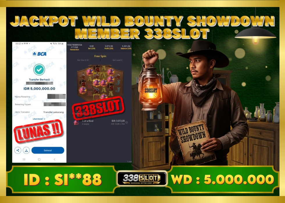 338SLOT JACKPOT GAME JUDI WILD BOUNTY TERBESAR MAXWIN! Rp 5.000.000 - LUNAS!!!