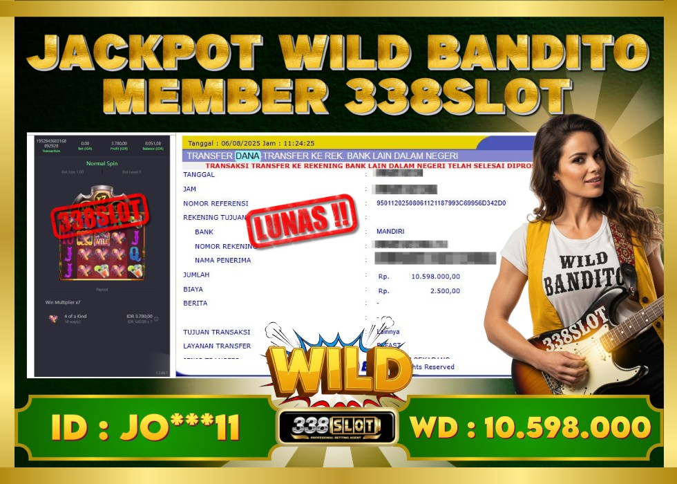 338SLOT JACKPOT GAME JUDI ONLINE WILD BANDITO! Rp 10.598.000 - LUNAS!!!