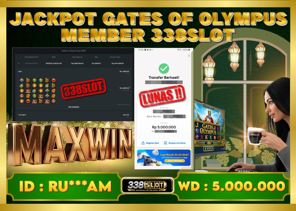 338SLOT JACKPOT GAME SLOT GATES OF OLYMPUS! Rp 5.000.000 - LUNAS!!!