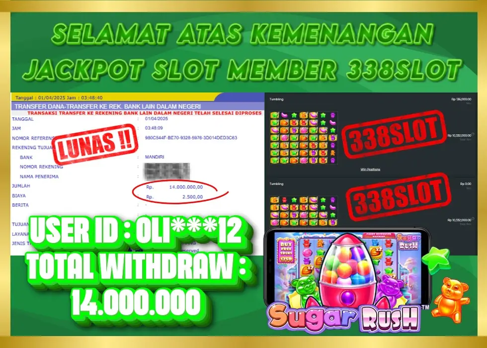 338SLOT JACKPOT GAME SLOT SUGAR RUSH! Rp 14.000.000 - LUNAS!!!