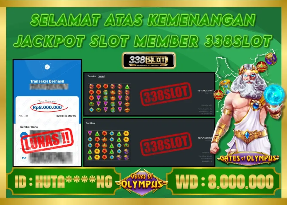 338SLOT JACKPOT GAME JUDI SLOT ZEUS TERBARU! Rp 8.000.000 - LUNAS!!!
