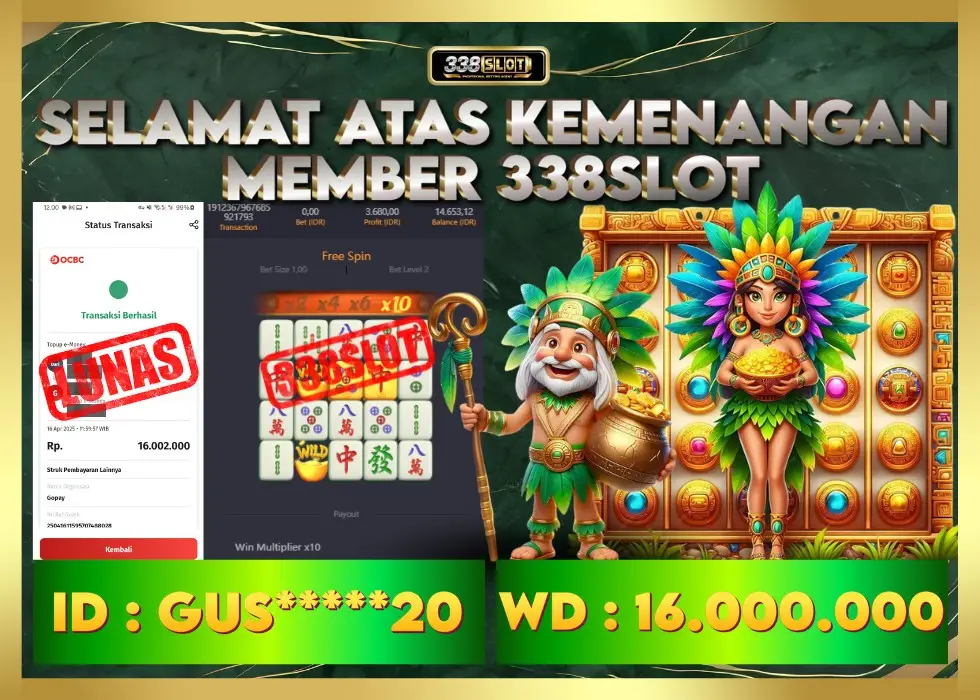 338SLOT JACKPOT GAME JUDI PGSFOT ASLI NO TIPU! Rp 16.000.000 - LUNAS!!!