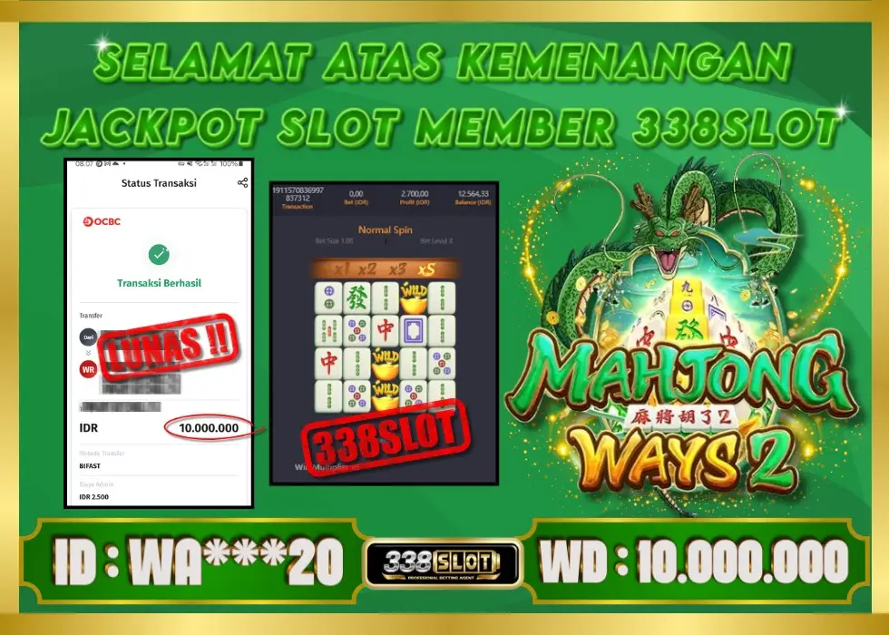 338SLOT JACKPOT GAME JUDI PGSOFT MAXWIN! Rp 10.000.000 - LUNAS!!!