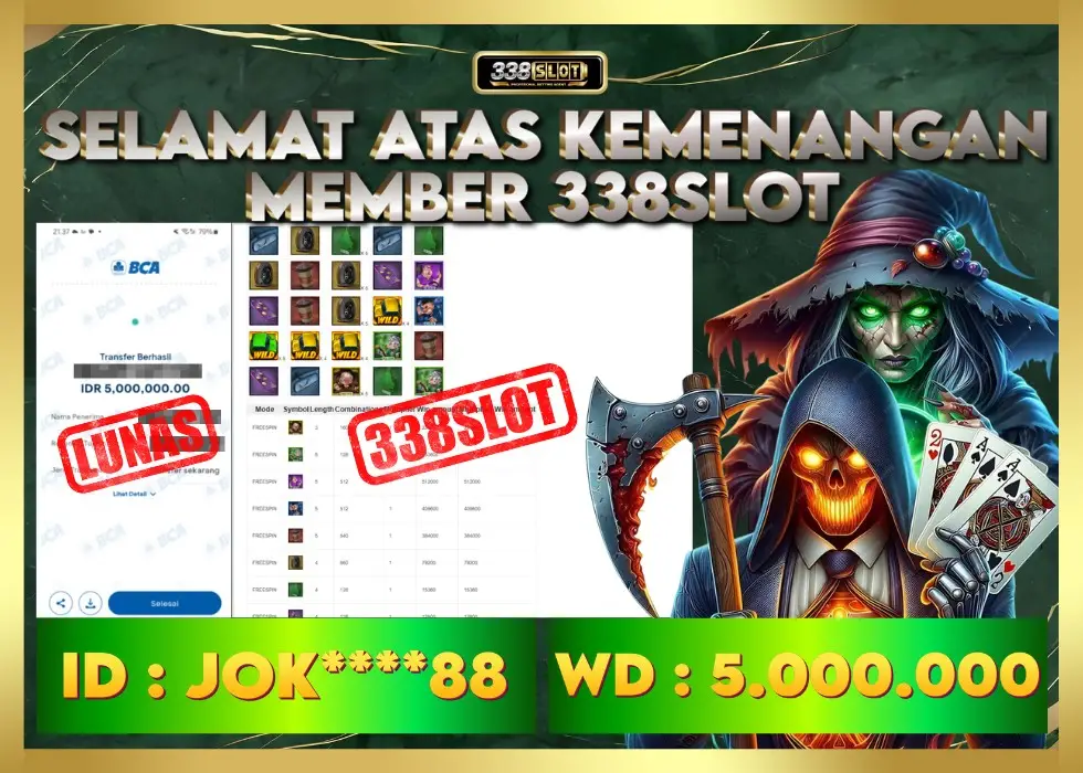 338SLOT JACKPOT GAME SLOT MAXWIN TERBESAR! Rp 5.000.000 - LUNAS!!!