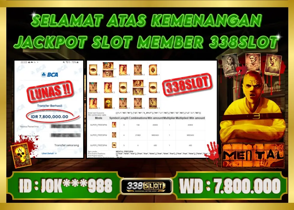 338SLOT JACKPOT GAME JUDI ONLINE INDONESIA! Rp 9.500.000 - LUNAS!!!