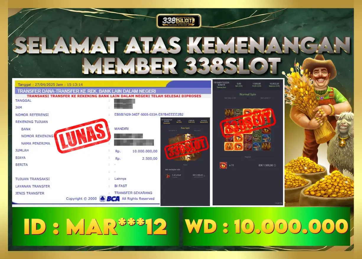 338SLOT JACKPOT GAME JUDI ONLINE TERBAIK! Rp 10.000.000 - LUNAS!!!