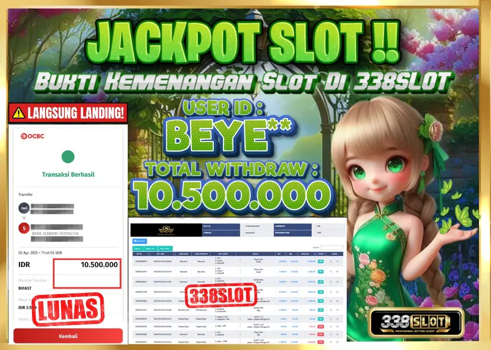 338SLOT JACKPOT GAME JUDI SLOT RESMI ID! Rp 10.500.000 - LUNAS!!!