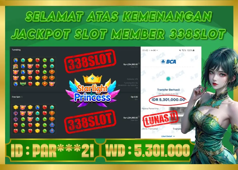 338SLOT JACKPOT GAME SLOT STARLIGHT PRINCESS! Rp 5.301.000 - LUNAS!!!