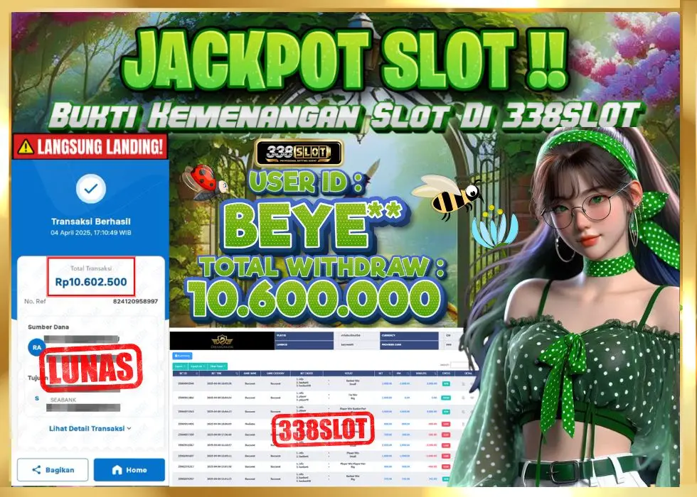 338SLOT JACKPOT GAME JUDI ONLINE RESMI NO.1! Rp 10.600.000 - LUNAS!!!