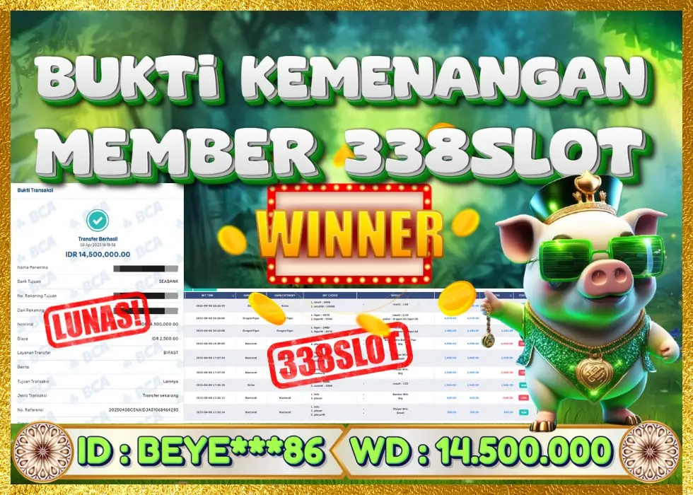 338SLOT JACKPOT GAME JUDI ONLINE MAX BET Rp 14.500.000 - LUNAS!!!