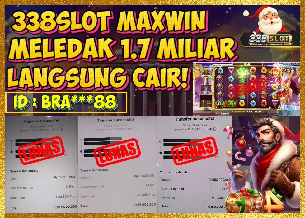 338SLOT JACKPOT 1,7M GAME SLOT ZEUS OLYMPUS XMAS 1000! Rp 300.000.000 - LUNAS!!!