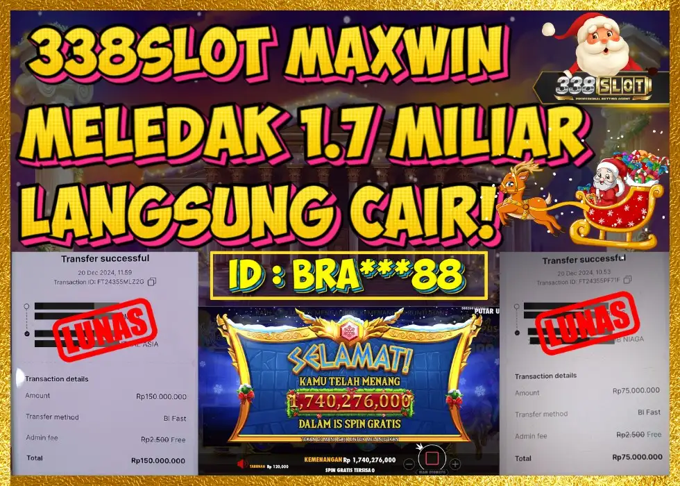338SLOT JACKPOT 1,7M GAME SLOT ZEUS OLYMPUS XMAS 1000! Rp 225.000.000 - LUNAS!!!
