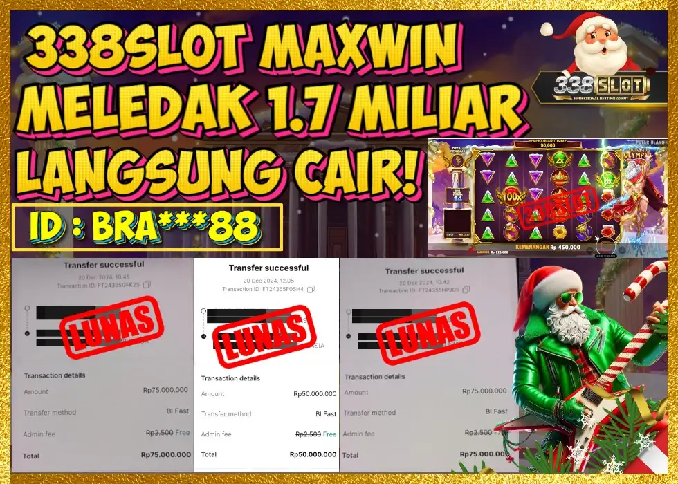 338SLOT JACKPOT 1,7M GAME SLOT ZEUS OLYMPUS XMAS 1000! Rp 300.000.000 - LUNAS!!!