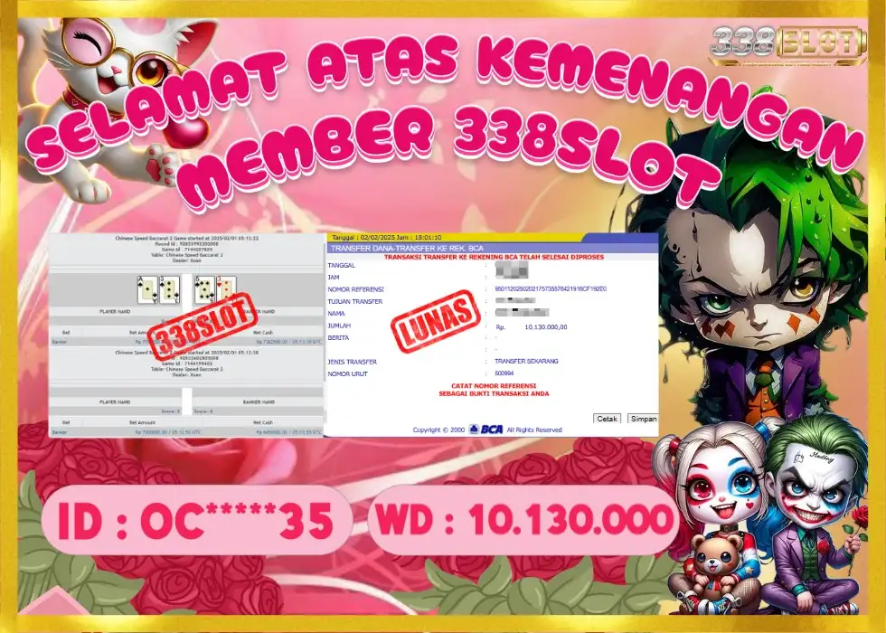 338SLOT JACKPOT GAME KARTU BACCARAT 2025! Rp 10.130.000 - LUNAS!!!