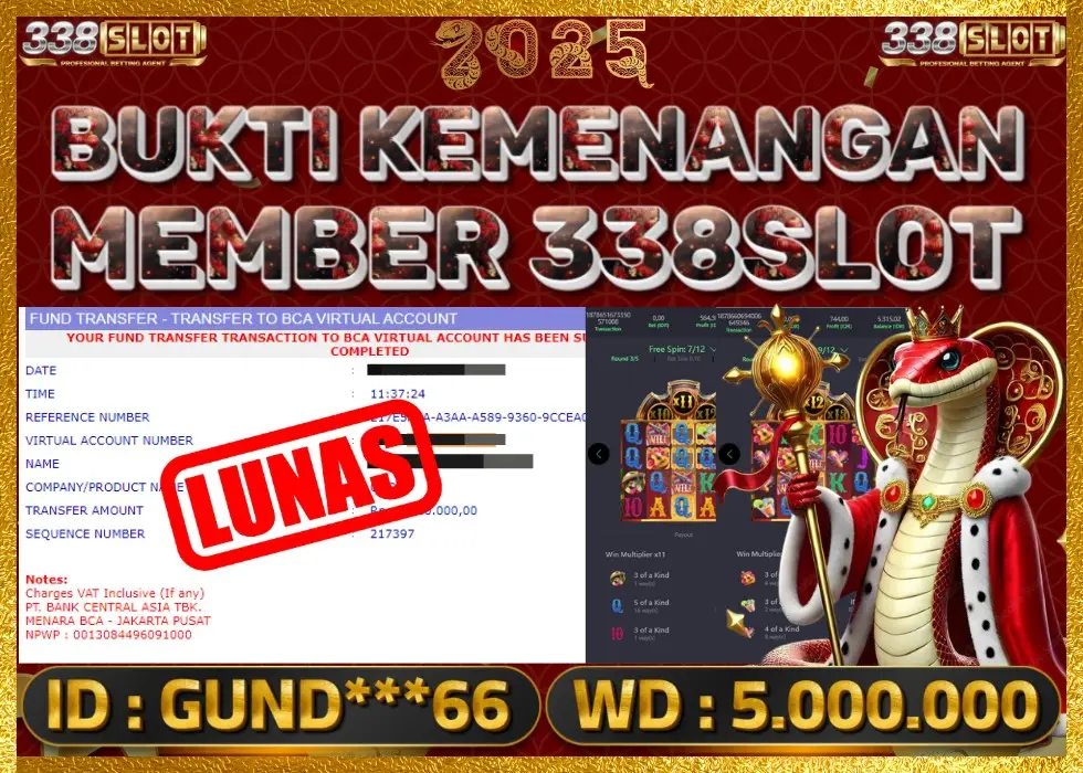 338SLOT JACKPOT GAME JUDI SLOT TERPERCAYA! Rp 5.000.000 - LUNAS!!!