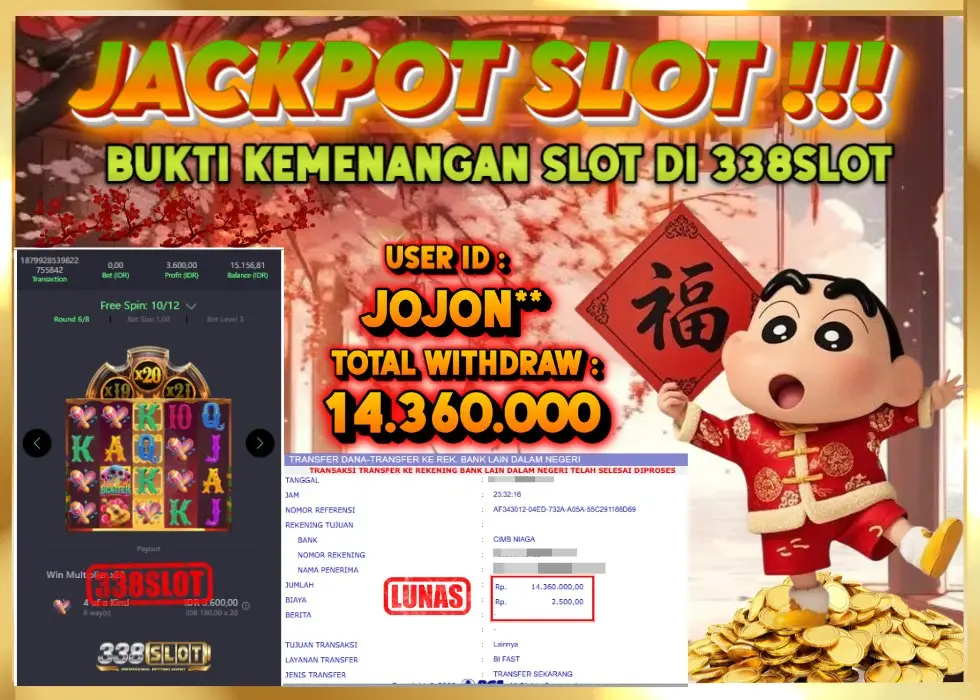 338SLOT JACKPOT GAME JUDI TERBESAR NO.1! Rp 14.360.000 - LUNAS!!!