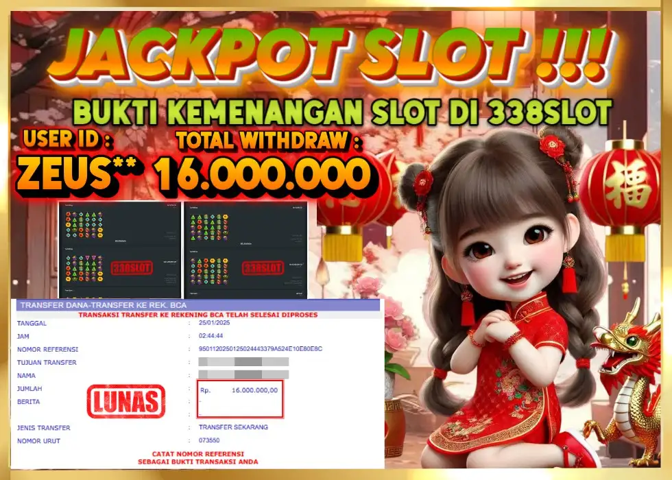 338SLOT JACKPOT GAME PRAGMATIC PLAY ZEUS! Rp 16.000.000 - LUNAS!!!