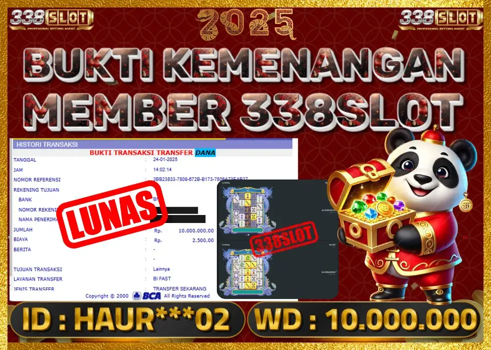 338SLOT JACKPOT GAME PGSFOT TERBESAR NO.1! Rp 10.000.000 - LUNAS!!!