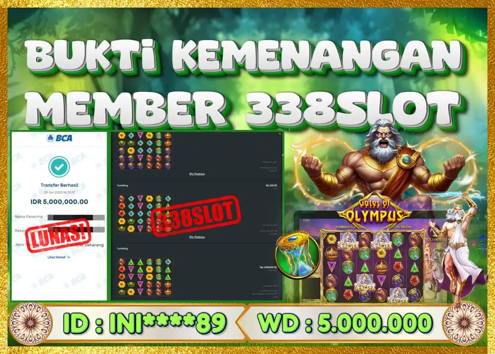 338SLOT JACKPOT GAME SLOT OLYMPUS MUDAH JACKPOT! Rp 5.000.000 - LUNAS!!!
