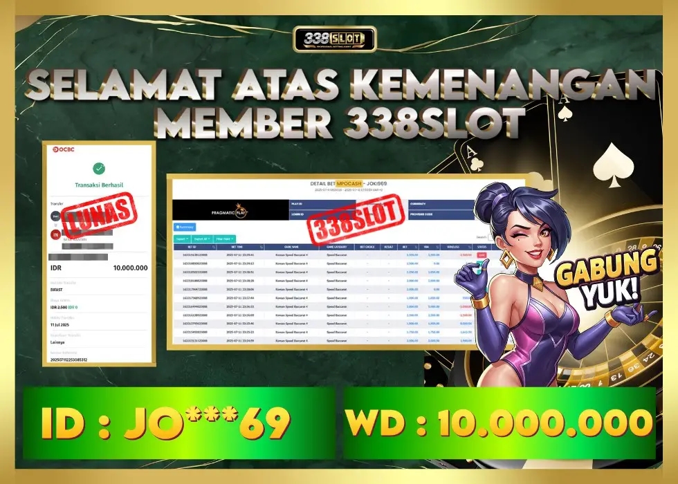 338SLOT JACKPOT GAME SLOT TERBAIK DAN RESMI! Rp 10.000.000 - LUNAS!!!