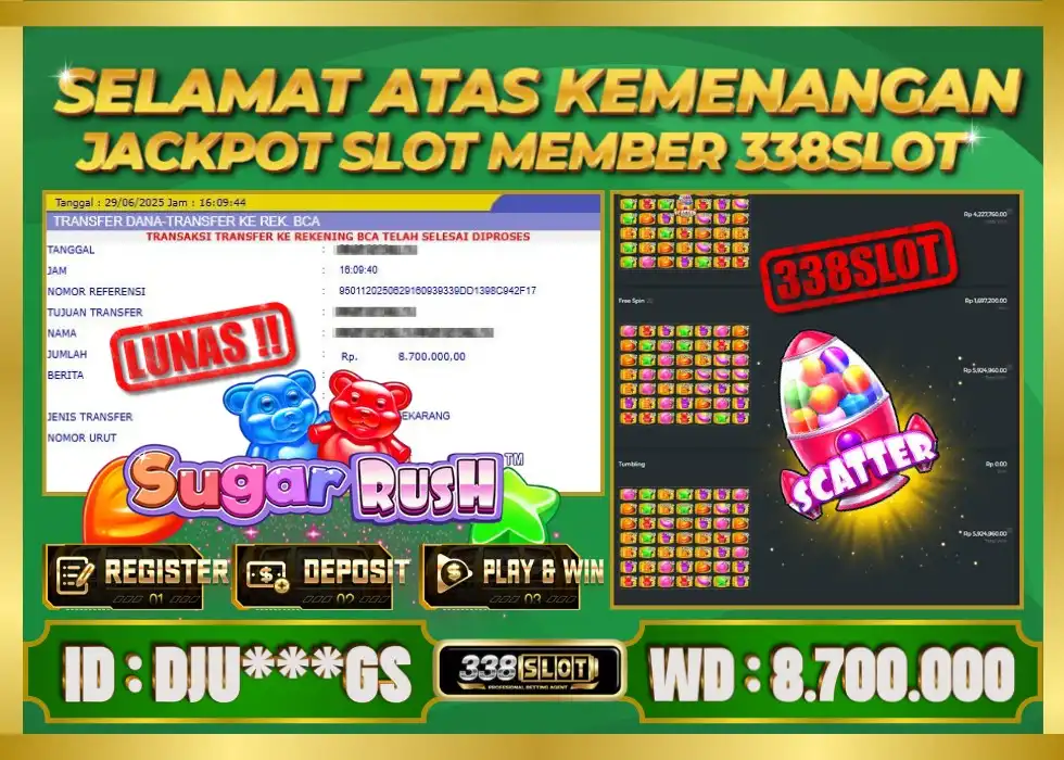 338SLOT JACKPOT GAME JUDI ONLINE INDONESIA 2025! Rp 8.0700.000 - LUNAS!!!