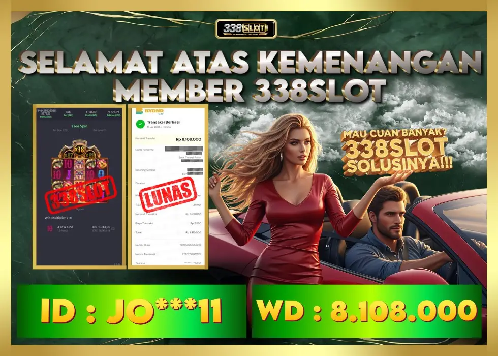 338SLOT JACKPOT GAME SLOT CUAN BANYAK! Rp 8.108.000 - LUNAS!!!