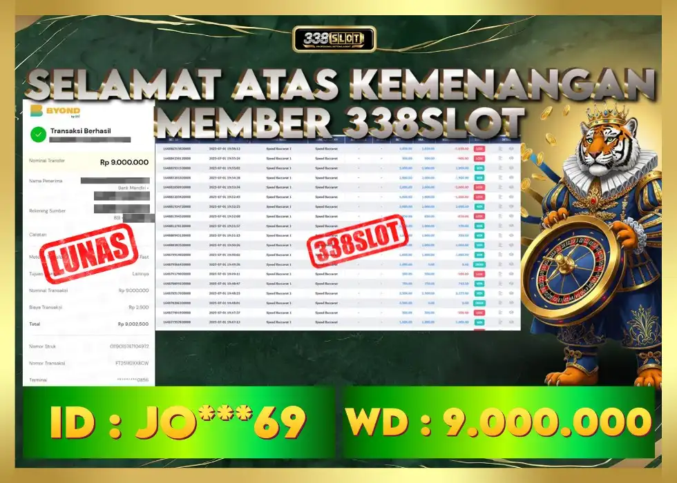 338SLOT JACKPOT GAME JUDI ONLINE INDONESIA 2025! Rp 9.000.000 - LUNAS!!!