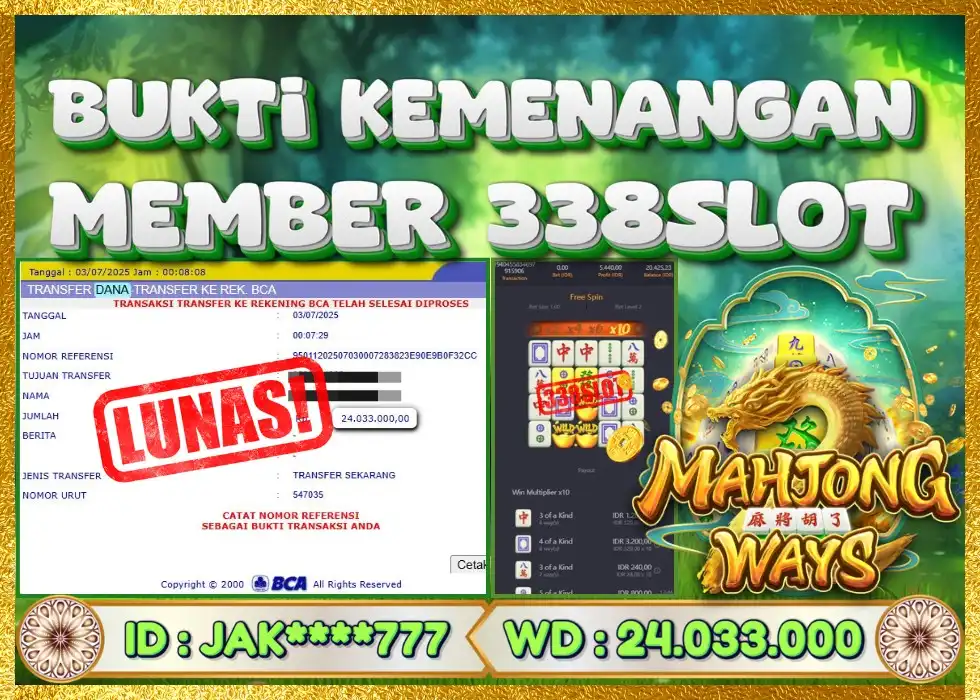 338SLOT JACKPOT GAME JUDI PGSOFT TERBESAR 2025! Rp 24.033.000 - LUNAS!!!