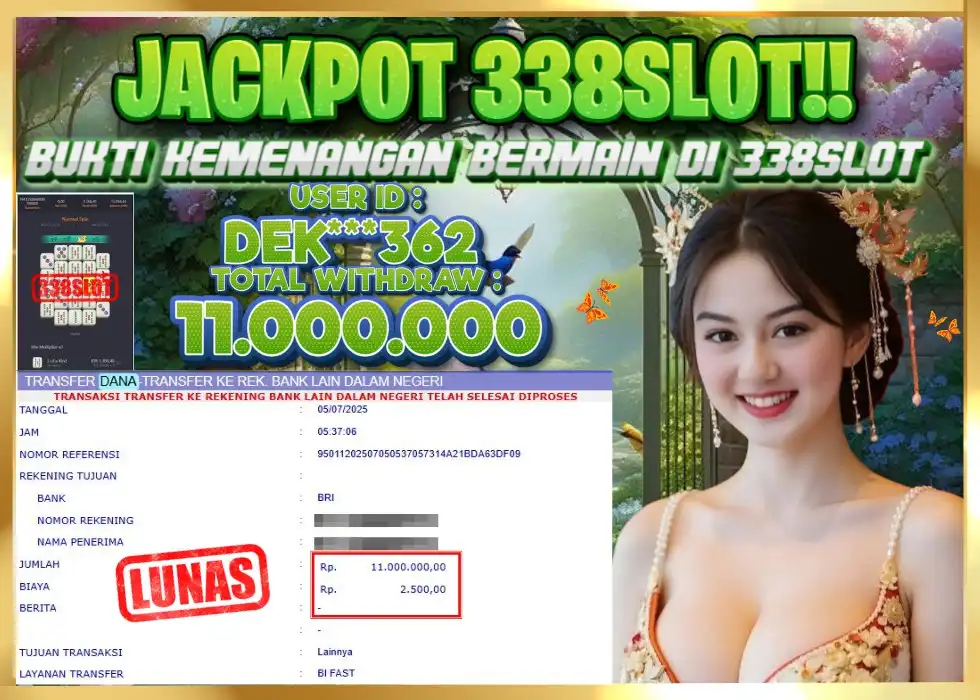 338SLOT JACKPOT GAME JUDI PGSOFT TERDEPAN NO.1! Rp 11.000.000 - LUNAS!!!