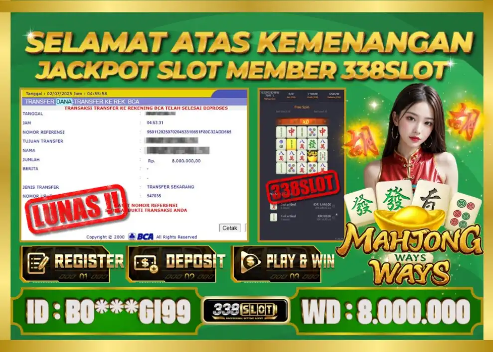 338SLOT JACKPOT GAME JUDI PGSOFT TERMAXWIN! Rp 8.000.000 - LUNAS!!!