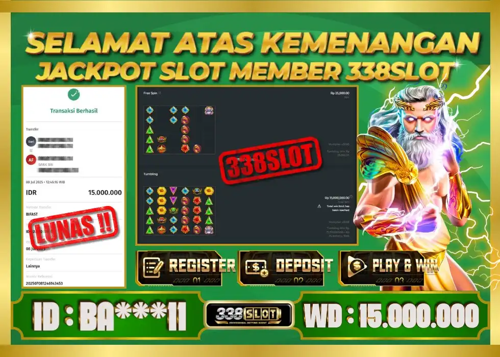 338SLOT JACKPOT GAME SLOT ZEUS PALING OK! Rp 15.000.000 - LUNAS!!!