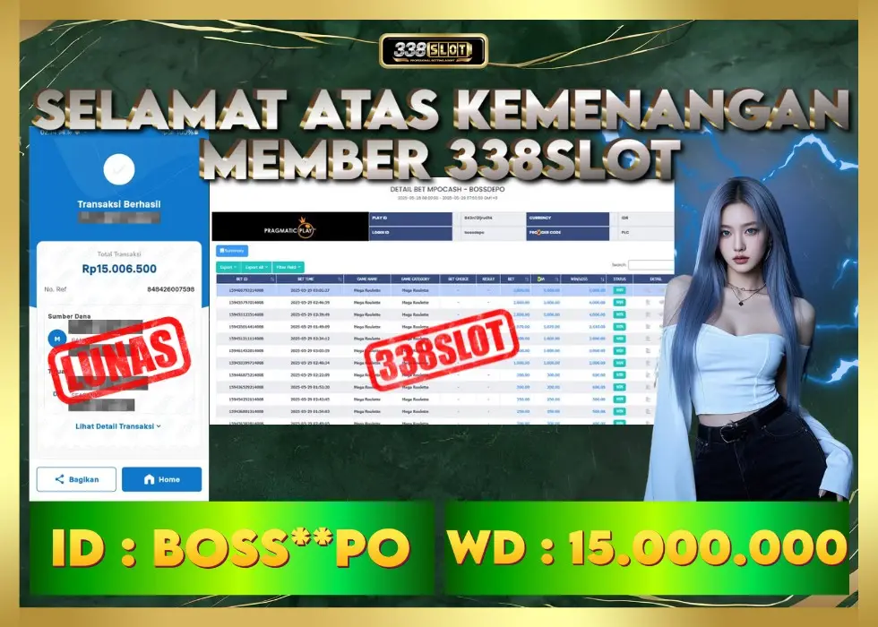 338SLOT JACKPOT GAME JUDI ONLINE TEPERCAYA NO.1! Rp 15.000.000 - LUNAS!!!