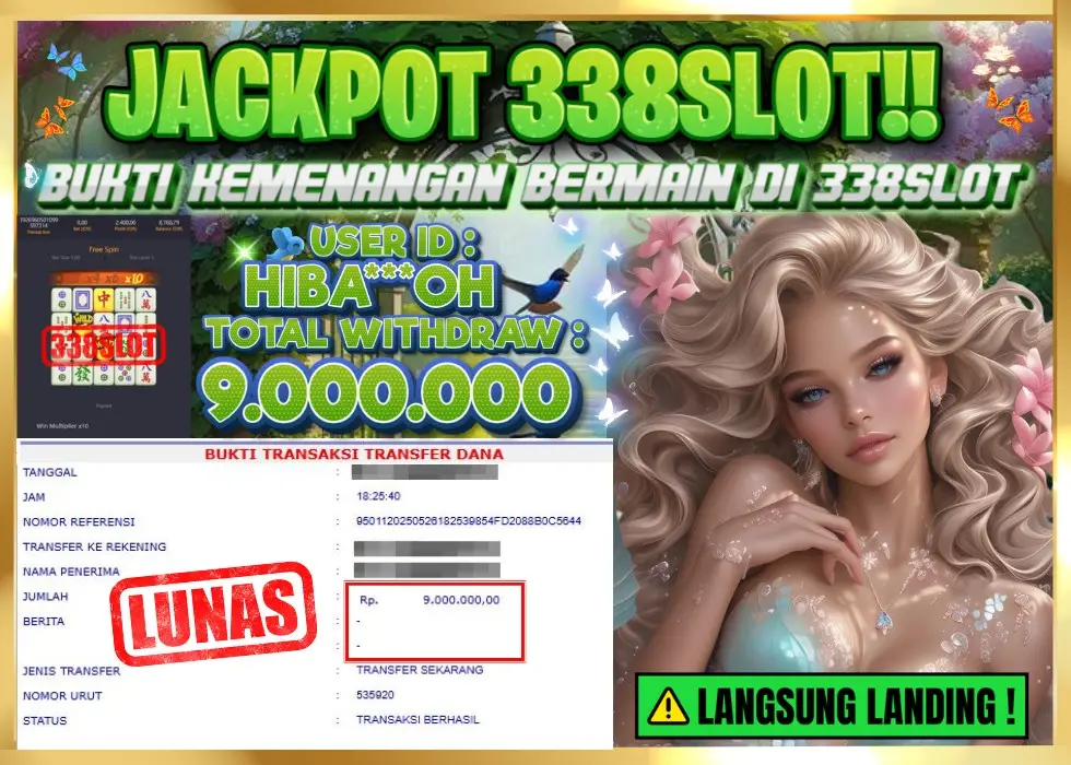 338SLOT JACKPOT GAME JUDI PGSOFT NO.1 INDONESIA! Rp 9.000.000 - LUNAS!!!