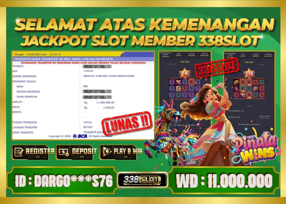 338SLOT JACKPOT GAME JUDI ONLINE TERBESAR MAXWIN! Rp 11.000.000 - LUNAS!!!