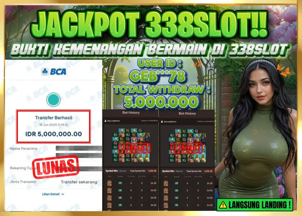 338SLOT JACKPOT GAME JUDI ONLINE MAXWIN 2025! Rp 5.000.000 - LUNAS!!!