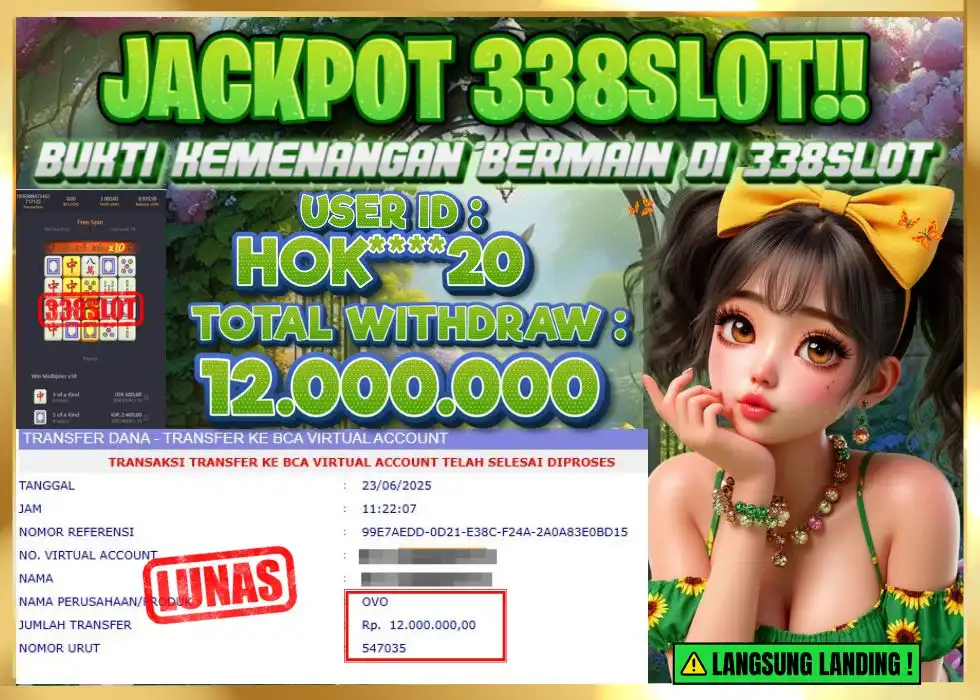 338SLOT JACKPOT GAME JUDI PGSOFT TERBAIK NO.1! Rp 12.000.000 - LUNAS!!!