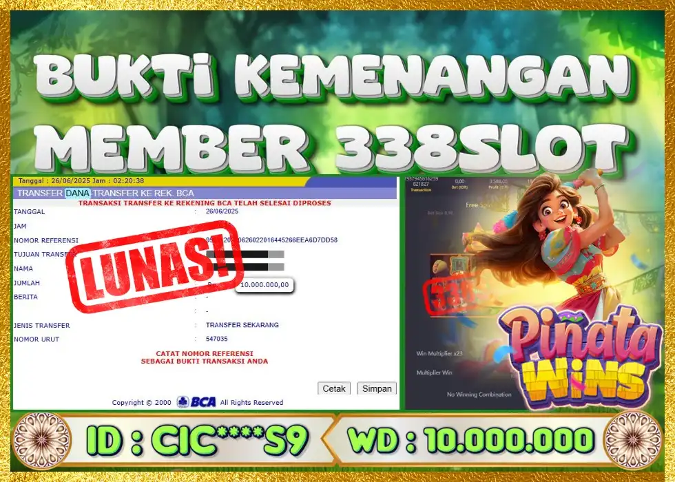 338SLOT JACKPOT GAME JUDI SLOT PINATA WINS 2025! Rp 10.000.000 - LUNAS!!!