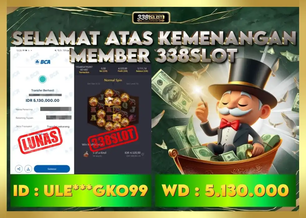 338SLOT JACKPOT GAME JUDI ONLINE RESMI NO.1! Rp 5.130.000 - LUNAS!!!