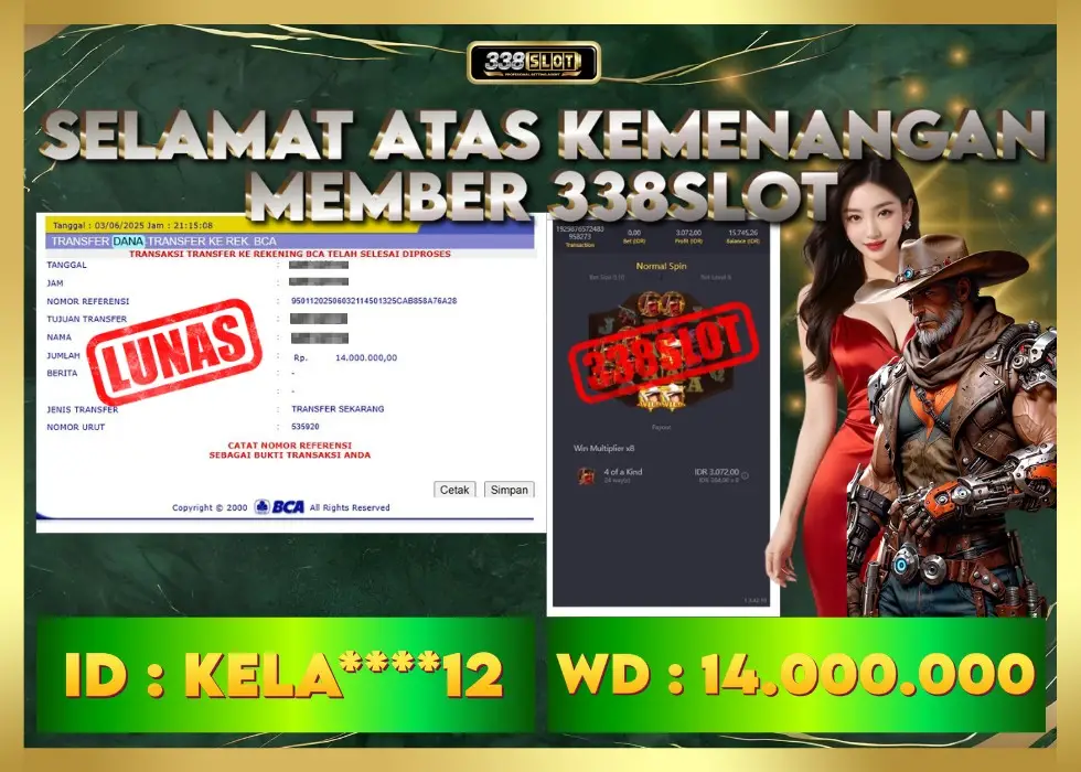 338SLOT JACKPOT GAME JUDI ONLINE RESMI NO.1! Rp 14.000.000 - LUNAS!!!
