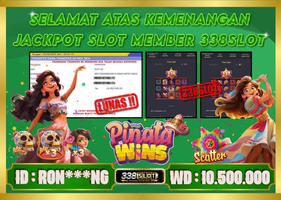 338SLOT JACKPOT GAME JUDI ONLINE TERBESAR MAXWIN! Rp 10.500.000 - LUNAS!!!