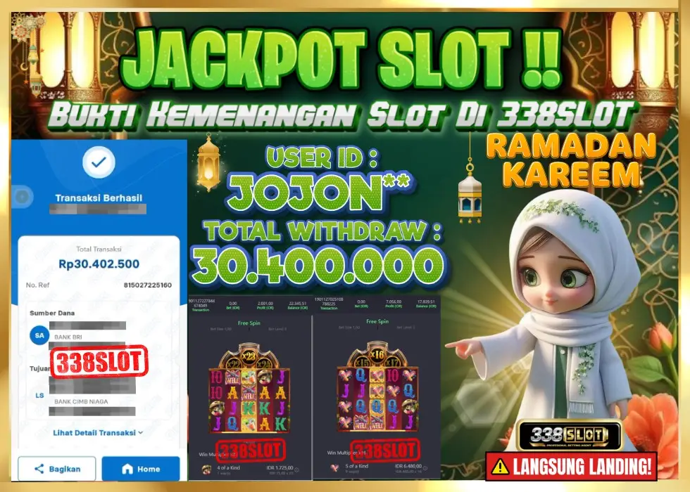 338SLOT JACKPOT GAME JUDI ONLINE DEPOSIT PULSA! Rp 30.400.000 - LUNAS!!!