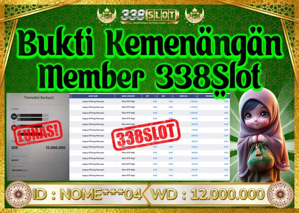 338SLOT JACKPOT GAME JUDI ONLINE VIRAL! Rp 12.000.000 - LUNAS!!!