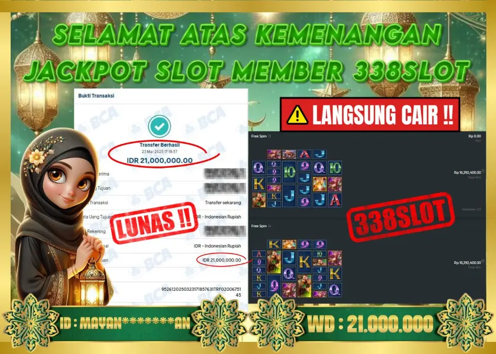 338SLOT JACKPOT GAME JUDI ONLINE TERBESAR! Rp 21.000.000 - LUNAS!!!