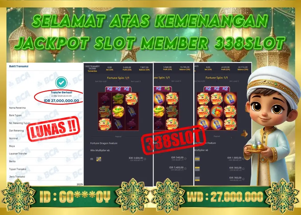 338SLOT JACKPOT GAME JUDI ONLINE RESMI! Rp 27.000.000 - LUNAS!!!
