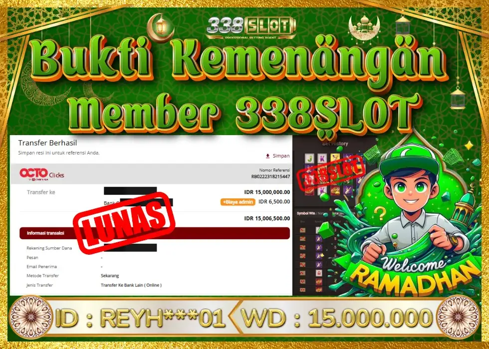 338SLOT JACKPOT GAME JUDI ONLINE TERBESAR! Rp 15.000.000 - LUNAS!!!