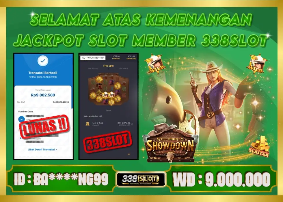 338SLOT JACKPOT GAME WILD BOUNTY SHOWDOWN NO.1! Rp 9.000.000 - LUNAS!!!